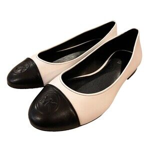 $120 NEW size 7 Optic White Black Michael KORS Dylan Ballet Flats Cap Toe MK